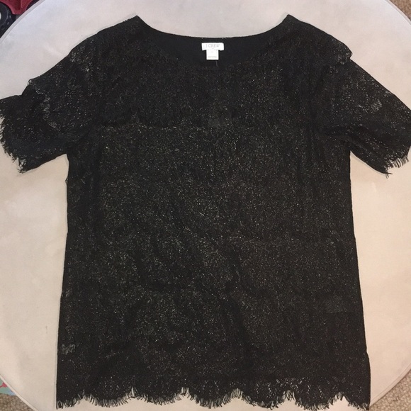 J. Crew Tops - J.Crew Black and Gold Lace Top NWT